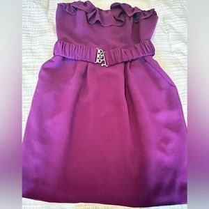 Mark & James Badgley Mischka Berry Purple Belted Strapless Mini Dress Size 8